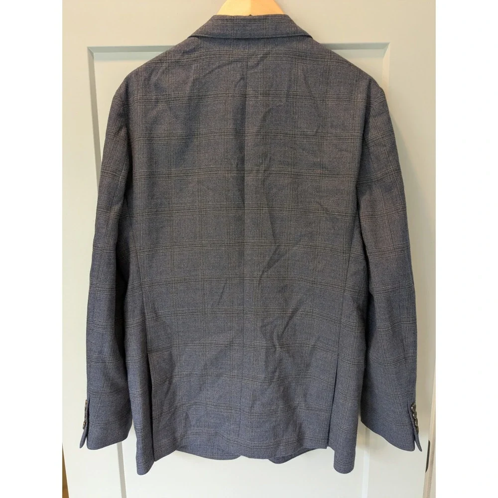 BONOBOS Mens Gray/Blue Plaid Wool Blend‎ Sport Coat Blazer Jacket Size 40R